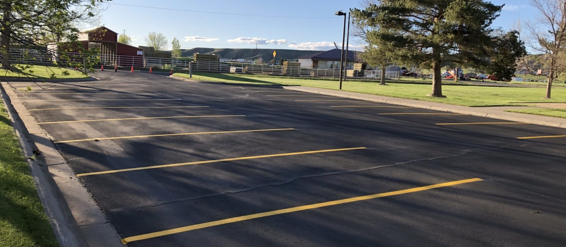 Sealed and striped parking lot