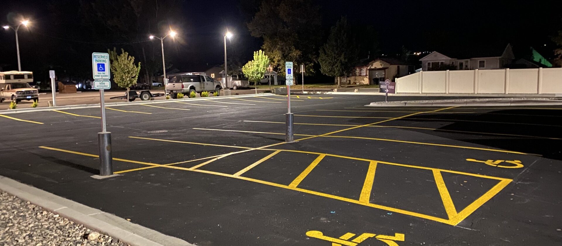 Freshly painted parking lot